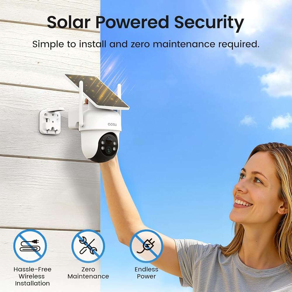 aosu Security Cameras Outdoor Wireless, 4 Cam-Kit, No Subscription Required, Solar-Powered, Home Security Cameras System with 360° Pan & Tilt, Auto Tracking, 2K Color Night Vision, Easy Setup - Image 8
