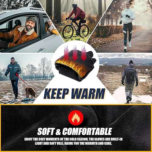 Pixel Panda Winter Gloves for Men Women Warm Touchscreen Gloves for Cold Weather for Cycling, Driving, Running, Hiking, Work - Image 2