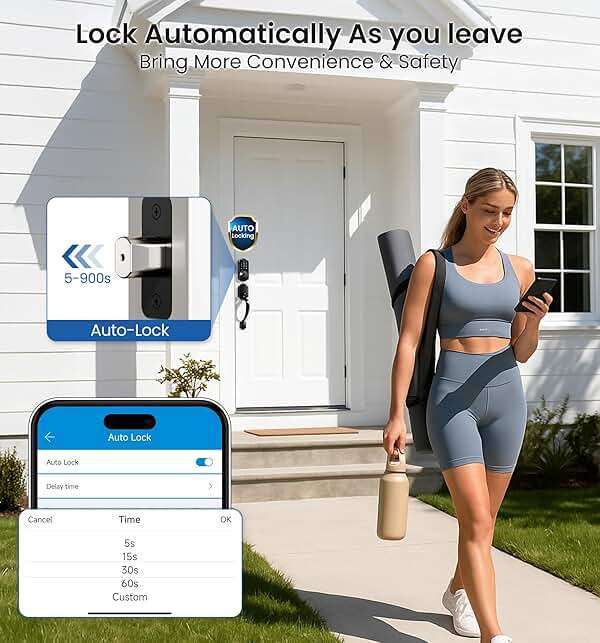 Veise VE07-H Fingerprint Smart Locks for Front Door with Handle Set, App Control, Keyless Entry Keypad Deadbolt, Digital Electronic Touchscreen, Easy Install, Auto Lock, Matte Black - Image 7