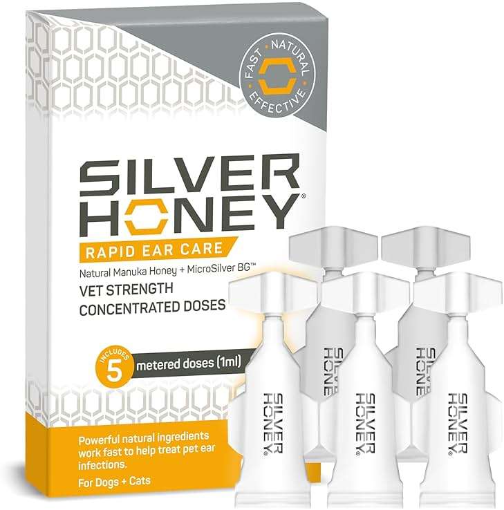 Absorbine Silver Honey Rapid Ear Care Vet Strength Concentrated Doses, 5 Ear Drops for 10 Days on 1 Ear for Dogs & Cats, Medical Grade Manuka Honey & MicroSilver BG - Image 7