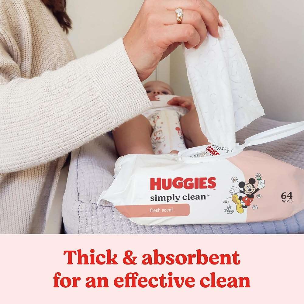 Huggies Simply Clean Fresh Scent Baby Wipes, 3 Flip-Top Packs of 64 (192 Wipes Total), Packaging May Vary - Image 4