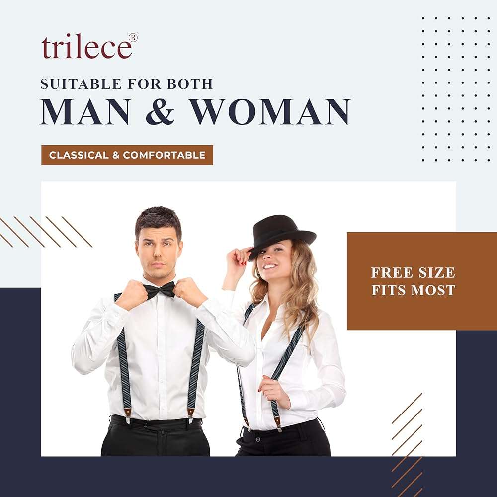 trilece Suspenders for Men Heavy Duty - Clip On Mens Suspenders Y Back Adjustable for Jeans Work Wedding Tuxedo Dress Prom - Image 5