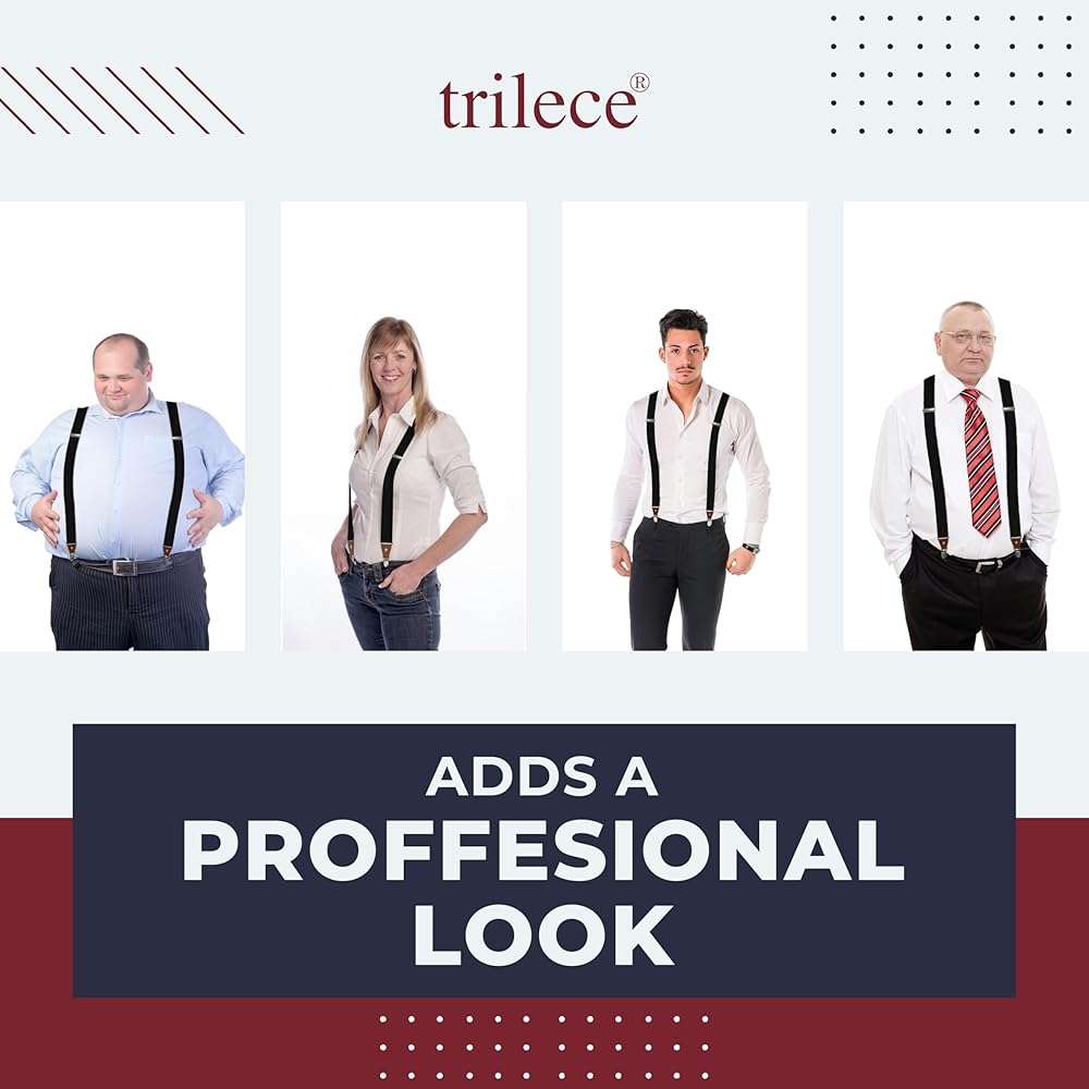 trilece Suspenders for Men Heavy Duty - Clip On Mens Suspenders Y Back Adjustable for Jeans Work Wedding Tuxedo Dress Prom - Image 6