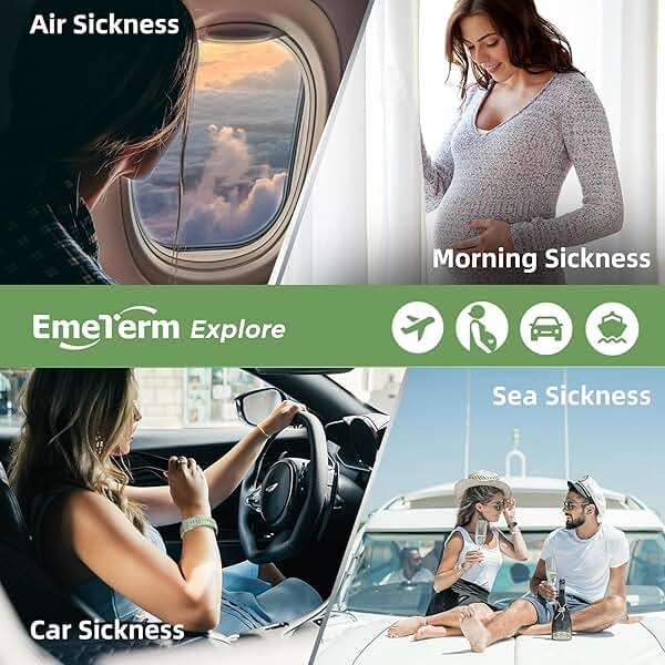 EmeTerm Explore FDA-cleared Anti-Nausea Wristband IP67 Waterproof Morning Motion Travel Sickness Relief Classic Strap Design (Mint Green-Extra 2pack Conductive Gel) - Image 7