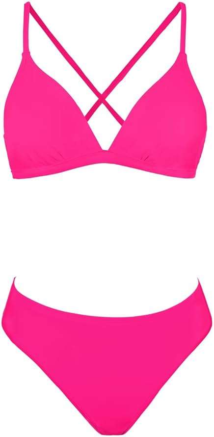 CUPSHE Bikini Set for Women Two Piece Swimsuits V Neck Low Rise Crisscross Back Self Tie Spaghetti Straps - Image 4
