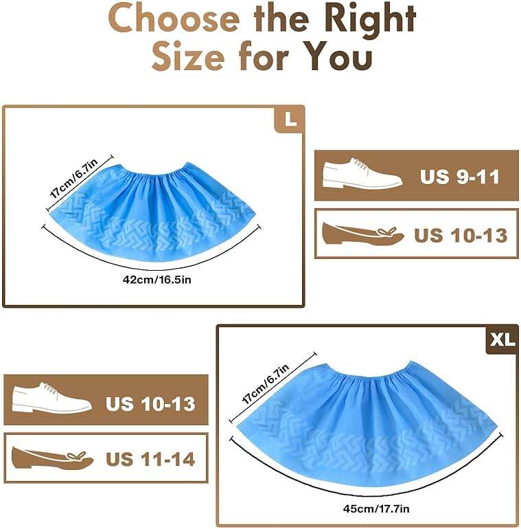 Disposable Shoe Covers 100 Pack (50 Pairs) | Non-Slip, Durable Non-Woven Fabric Boot Covers for Indoors, X-Large Recyclable Shoe Protectors, Stretchable Fits Up to Size 13 US Men & Work Boots - Image 7