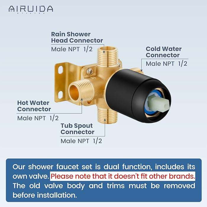 Airuida Shower Faucet Set with Tub Spout Bathtub Faucet Kit Shower Tub Faucet Set Complete Tub Shower Trim Kit with Solid Brass Rough-in Valve and Rainfall Square Showerhead,8 Inch-Matte Black - Image 3