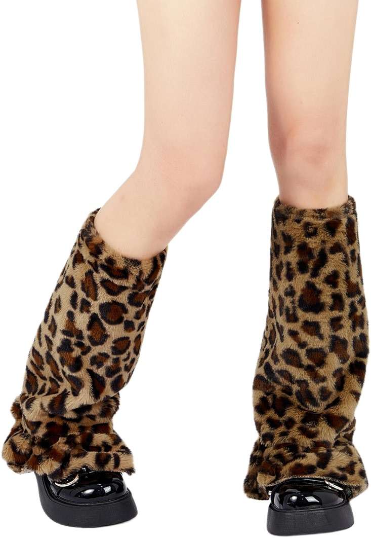 Zando Furry Faux Fur Leg Warmers for Women - Soft Fluffy Legwarmer Winter Boot Cuffs Covers for Daily Halloween Santa Costume - Image 2