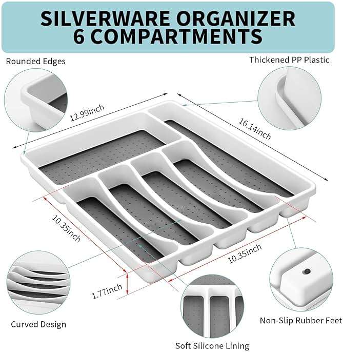 53PCS Silverware Set for 8 with Flatware Drawer Organizer, Stainless Steel Cutlery Set with Steak Knives, Include Spoons and Forks Set & Serving Utensils, Mirror Polished, Dishwasher Safe - Image 2