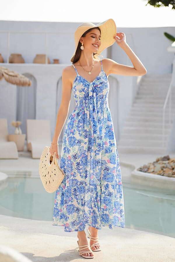 GRACE KARIN Womens Summer Floral Maxi Dresses 2026 Long Flowy Boho Dress Beach Vacation Sundresses Casual Clothes with Pocket - Image 5