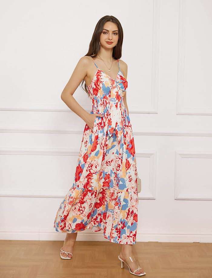 GRACE KARIN Womens Summer Floral Maxi Dresses 2026 Long Flowy Boho Dress Beach Vacation Sundresses Casual Clothes with Pocket - Image 3