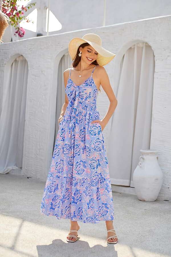 GRACE KARIN Womens Summer Floral Maxi Dresses 2026 Long Flowy Boho Dress Beach Vacation Sundresses Casual Clothes with Pocket - Image 2