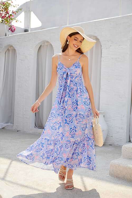 GRACE KARIN Womens Summer Floral Maxi Dresses 2026 Long Flowy Boho Dress Beach Vacation Sundresses Casual Clothes with Pocket - Image 7