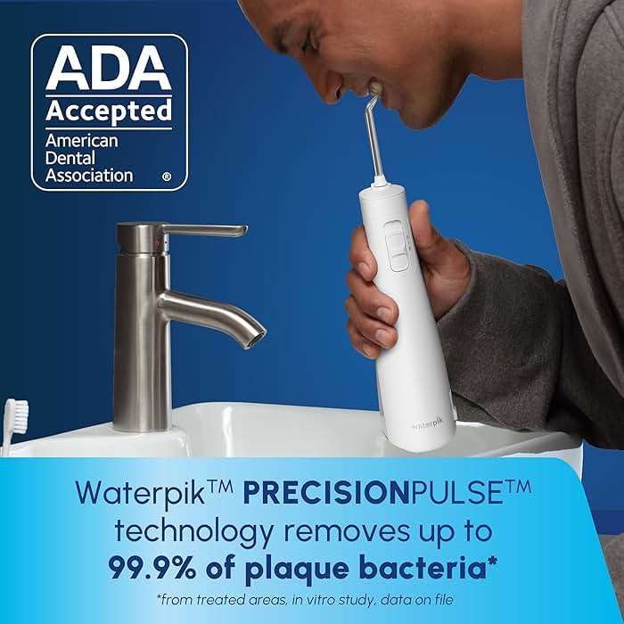 Waterpik Cordless Pulse 3100 Rechargeable Portable Water Flosser for Teeth, Gums, Braces Care and Travel with 2 Flossing Tips, Waterproof for Shower Use, ADA Accepted, WF-20 White, Amazon Exclusive - Image 3