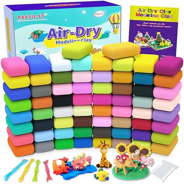 Aestd-ST Air Dry Clay 66 Colors, Modeling Clay for Kids, DIY Magic Clay, Molding Clay Kit with Sculpting Tools, Non-Sticky Soft and Super Light, Arts and Crafts Gift for Boys Girls Kids - Image 1