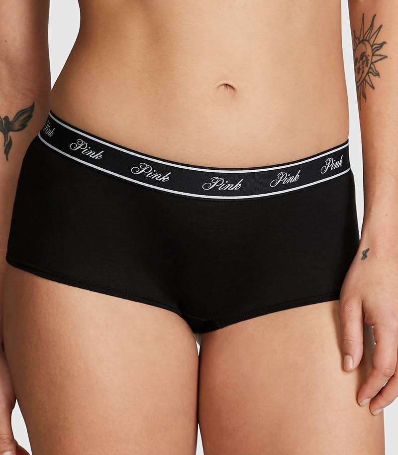 Victoria's Secret PINK Women's Cotton Logo Boyshort Underwear, Full Coverage Panties for Women, Multi Pack (XS-XXL) - Image 2