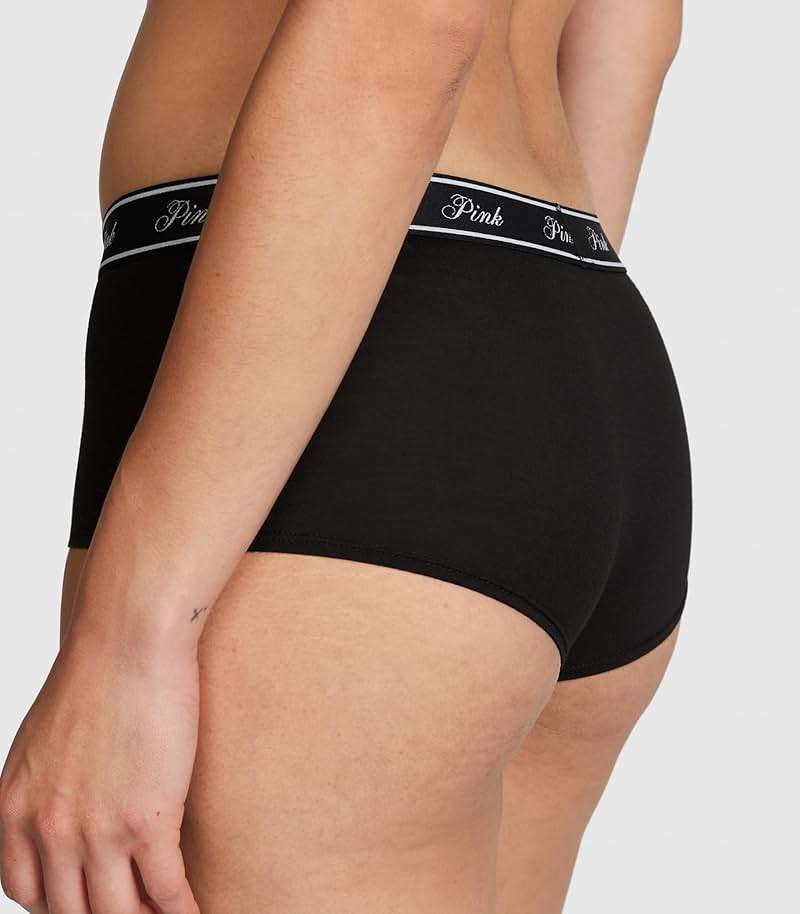 Victoria's Secret PINK Women's Cotton Logo Boyshort Underwear, Full Coverage Panties for Women, Multi Pack (XS-XXL) - Image 3