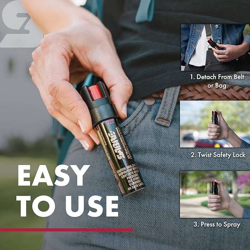 Sabre 3-in-1 Compact Defense Spray – Pepper Spray, Tear Gas & UV Dye, Max Police Strength, Belt Clip for Quick Access, 4X Longer Spray Time (Up to 13 Seconds), 0.67 fl oz, Secure & Easy Safety - Image 4