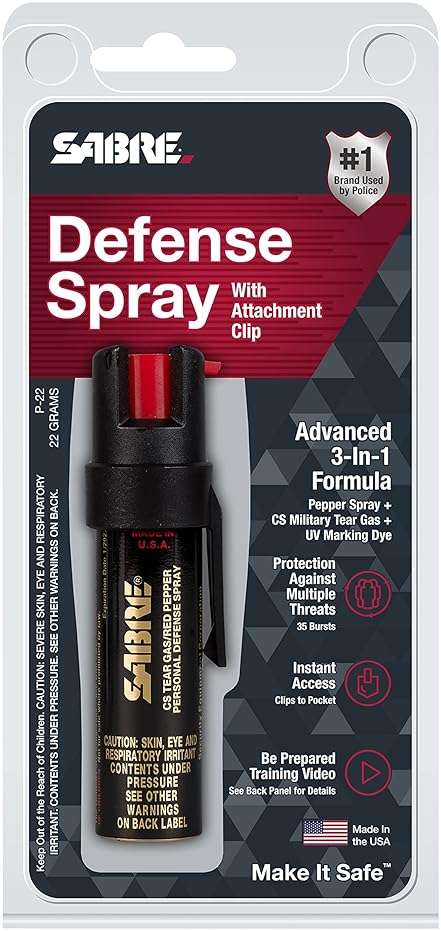 Sabre 3-in-1 Compact Defense Spray – Pepper Spray, Tear Gas & UV Dye, Max Police Strength, Belt Clip for Quick Access, 4X Longer Spray Time (Up to 13 Seconds), 0.67 fl oz, Secure & Easy Safety - Image 7