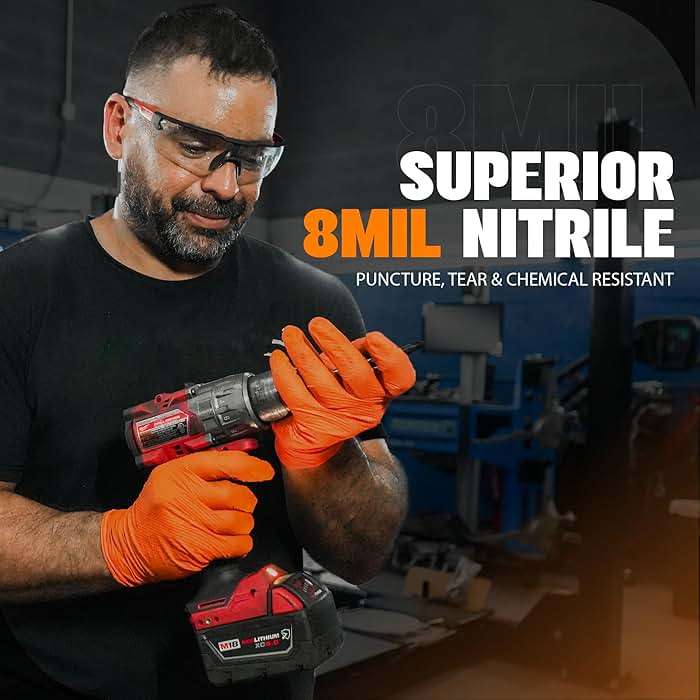 GRIPXX Herkules Grip Heavy Duty 8Mil Orange Nitrile Gloves,3D Raised Diamond Texture-Latex & Powder Free-Industrial, Mechanic (10, X-Large) - Image 3