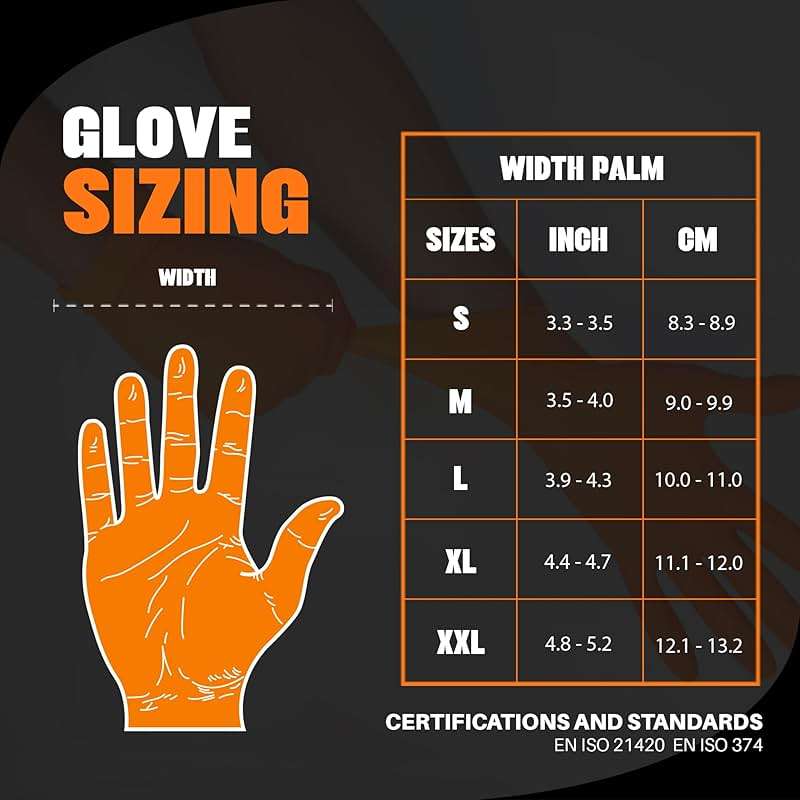 GRIPXX Herkules Grip Heavy Duty 8Mil Orange Nitrile Gloves,3D Raised Diamond Texture-Latex & Powder Free-Industrial, Mechanic (10, X-Large) - Image 9