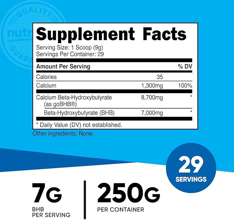 Nutricost Calcium BHB (250g) Unflavored - Calcium Ketone Salt - Non-GMO Gluten-Free - Image 2