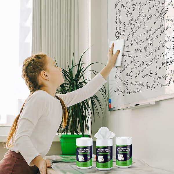 Threlaco 3 Pack Dry Erase Wipes 300 Pcs Whiteboard Cleaning Wipes Wet Whiteboard Cleaner Classroom Teacher Supplies, 100 Pcs Per Canister - Image 6