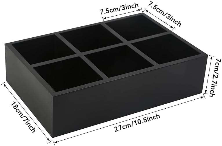 HymoConn Tea Bag Box Wood Black 6 Compartments Tea Bag Organizer Drawer Storage, Large Capacity Sugar Packet Holder for Coffee Station,Sweeteners, Condiment Organizer - Image 3