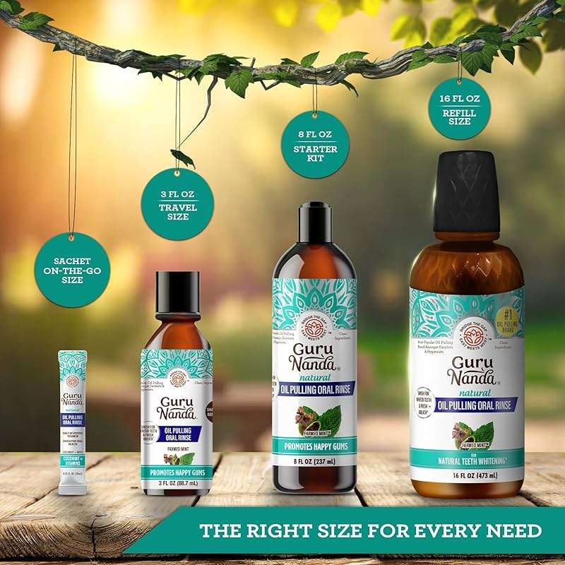 GuruNanda Farmed Mint Oil Pulling Mouthwash for Complete Oral Hygiene, 7 Essential Oils & Vitamins for Happy Teeth & Gums & Fresh Breath, Alcohol-Free, 16 oz - Image 3