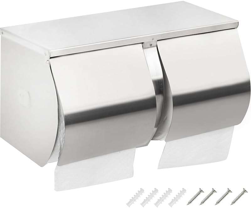 Desyeryamimi Double Roll Toilet Paper Holder Dispenser with Shelf Storage-Commercial 2-Roll Side by Side Stainless Steel Toilet Tissue Holder/Dispenser Wall Mount for Bathroom/Restroom-Brushed Finish - Image 1