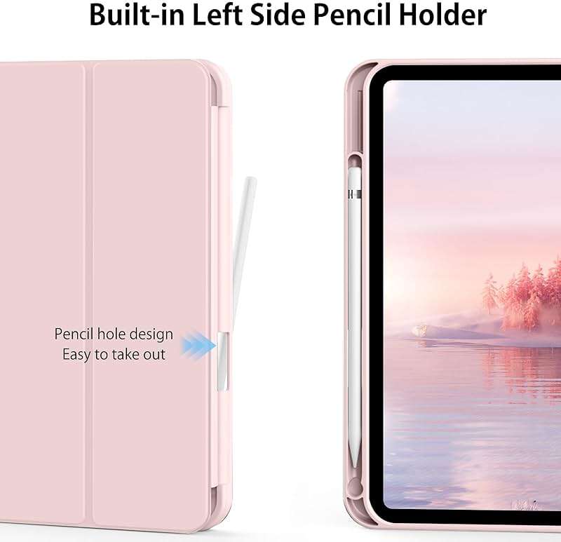 Kenke for iPad 11/10th Gen Case with Pencil Holder 11/10.9 inch 2025 A16/2022, Soft TPU Back Shell Hybrid Slim Trifold Stand Protective Cover Support Touch ID Auto Wake/Sleep (Pink) - Image 6
