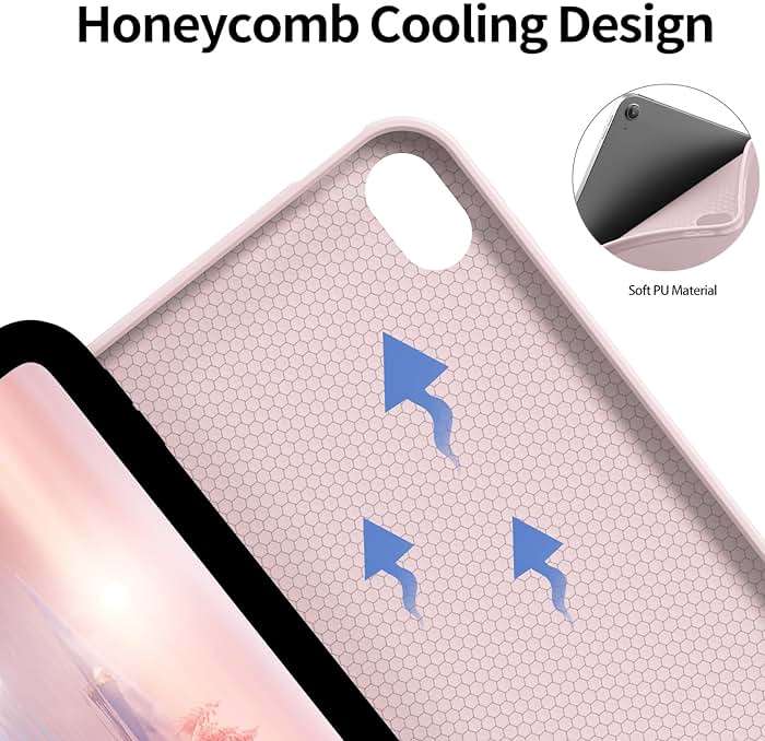 Kenke for iPad 11/10th Gen Case with Pencil Holder 11/10.9 inch 2025 A16/2022, Soft TPU Back Shell Hybrid Slim Trifold Stand Protective Cover Support Touch ID Auto Wake/Sleep (Pink) - Image 7