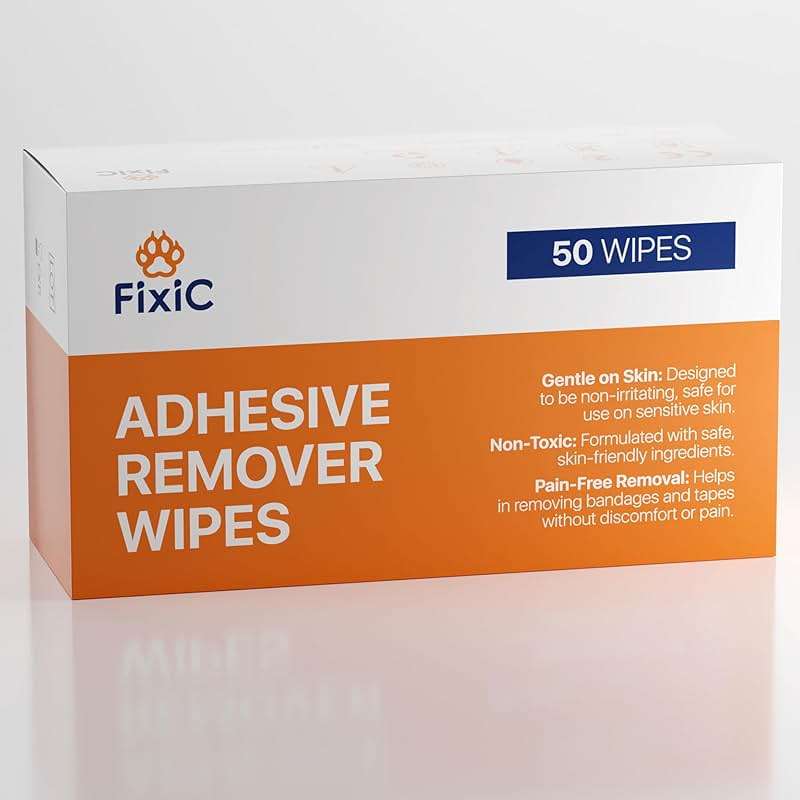 Fixic Adhesive Remover Wipes - 50 PCS - Premium Adhesive Removal Wipes - Large Adhesive Tape Remover Pads with Aloe - The Best Adhesive Remover for Skin from Bandages, Tapes, and Ostomy Adhesives! - Image 1