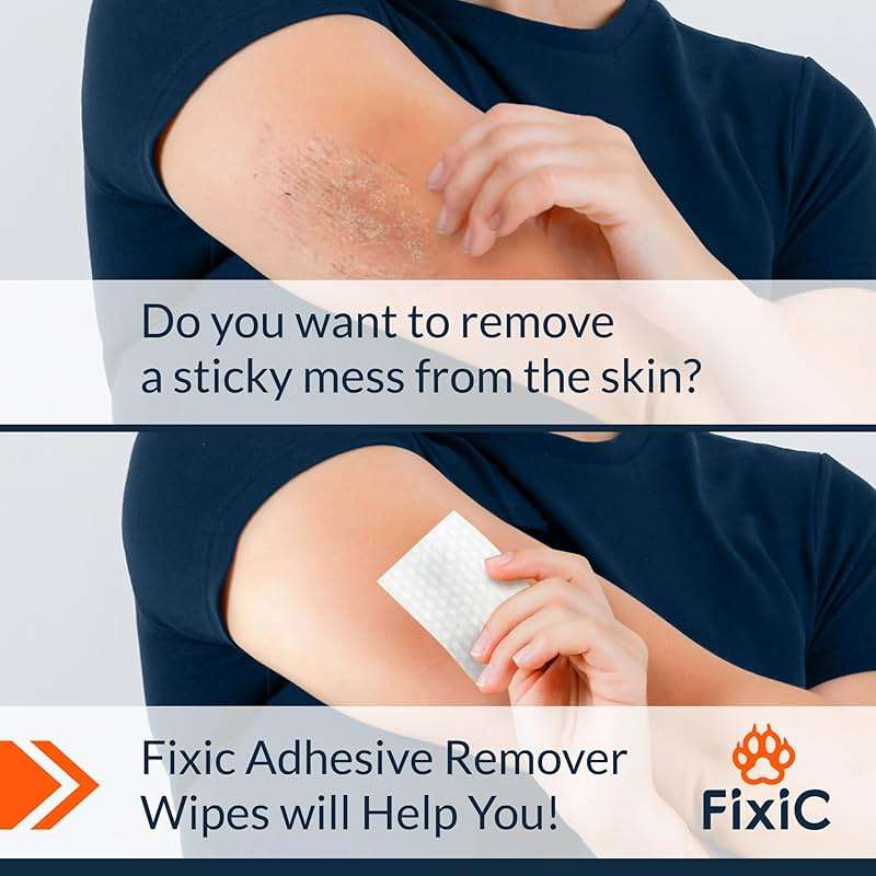 Fixic Adhesive Remover Wipes - 50 PCS - Premium Adhesive Removal Wipes - Large Adhesive Tape Remover Pads with Aloe - The Best Adhesive Remover for Skin from Bandages, Tapes, and Ostomy Adhesives! - Image 4