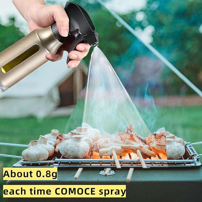 Oil Sprayer for Cooking, Olive Oil Sprayer, 180ml Oil Spray Bottle for BBQ, Roasting, Salad, Kitchen Gadgets Accessories for Air Fryer. Thick Glass, Fan mist, Strong Spray Force. (Classic, Gold) - Image 2