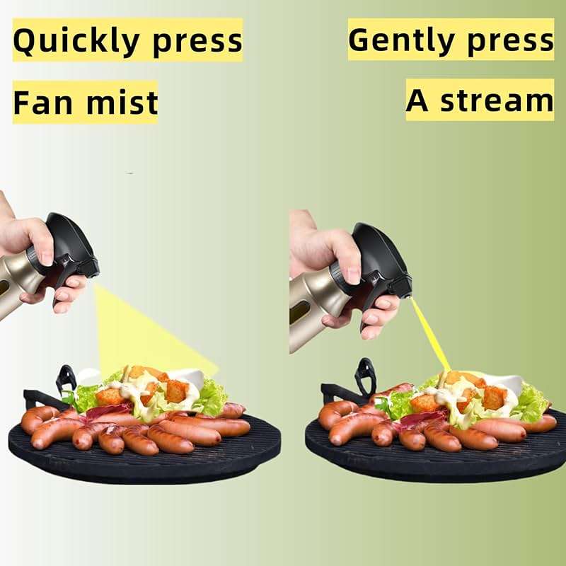 Oil Sprayer for Cooking, Olive Oil Sprayer, 180ml Oil Spray Bottle for BBQ, Roasting, Salad, Kitchen Gadgets Accessories for Air Fryer. Thick Glass, Fan mist, Strong Spray Force. (Classic, Gold) - Image 3