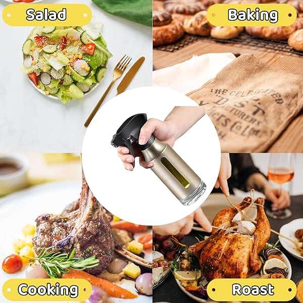 Oil Sprayer for Cooking, Olive Oil Sprayer, 180ml Oil Spray Bottle for BBQ, Roasting, Salad, Kitchen Gadgets Accessories for Air Fryer. Thick Glass, Fan mist, Strong Spray Force. (Classic, Gold) - Image 5