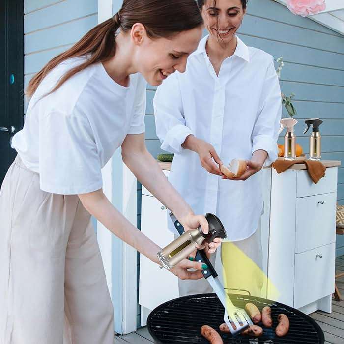 Oil Sprayer for Cooking, Olive Oil Sprayer, 180ml Oil Spray Bottle for BBQ, Roasting, Salad, Kitchen Gadgets Accessories for Air Fryer. Thick Glass, Fan mist, Strong Spray Force. (Classic, Gold) - Image 7