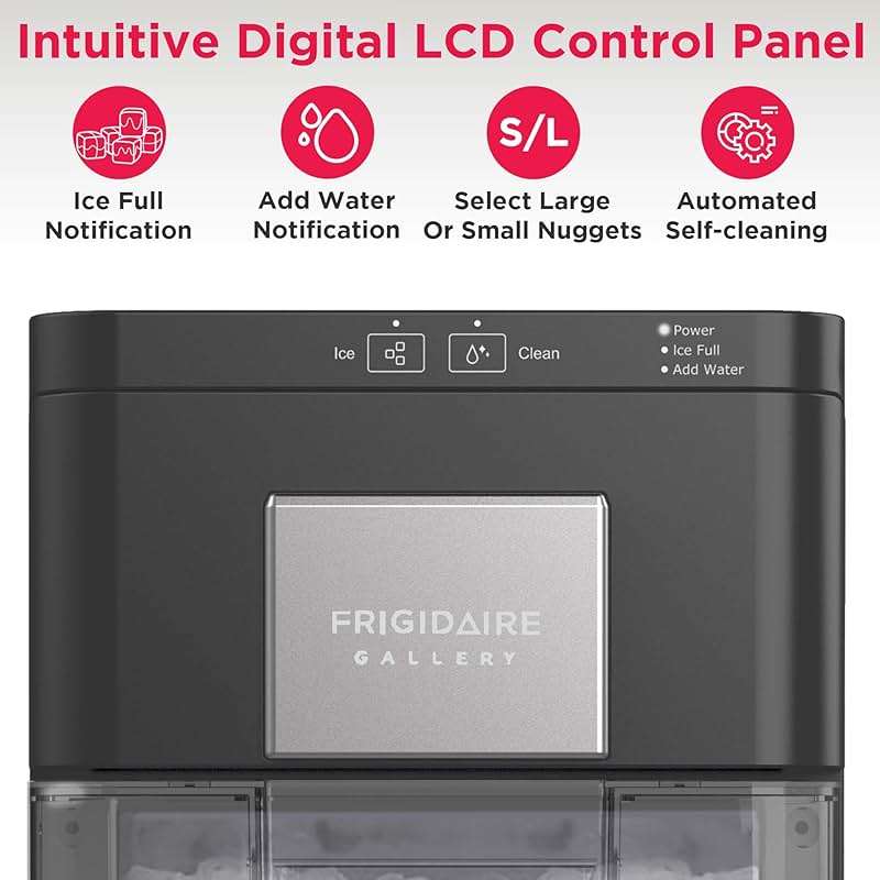 FRIGIDAIRE Gallery Countertop Crunchy Chewable Nugget Ice Maker, 44lbs per Day, Auto Self Cleaning, 2.0 Gen, Black - Image 5