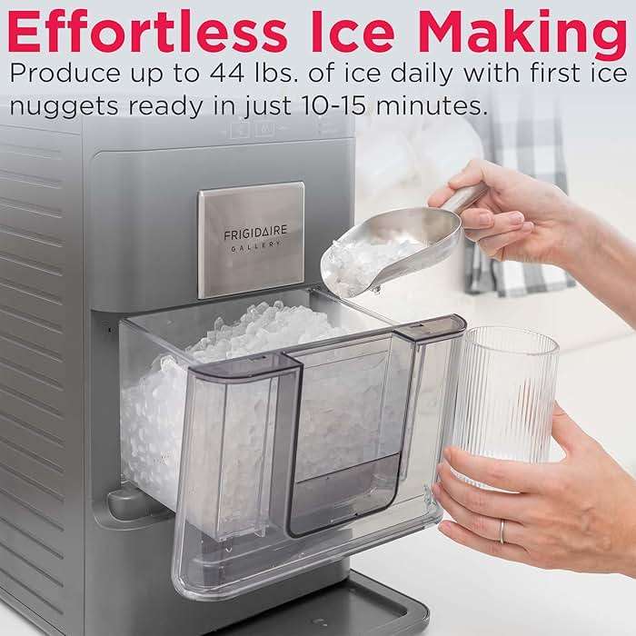 FRIGIDAIRE Gallery Countertop Crunchy Chewable Nugget Ice Maker, 44lbs per Day, Auto Self Cleaning, 2.0 Gen, Black - Image 7