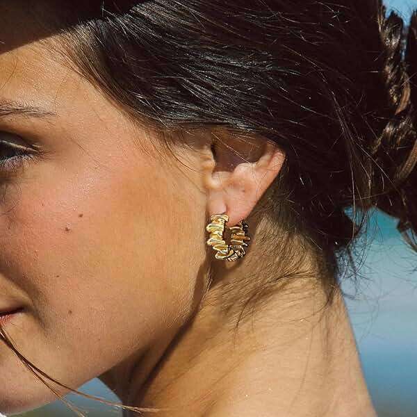 Gold Statement Earrings for Women Trendy, Chunky Gold Earrings Big Shell Wings Textured Dome Earrings Drop Earrings Hypoallergenic Earrings Lightweight Dainty Vintage Jewelry Gift - Image 3