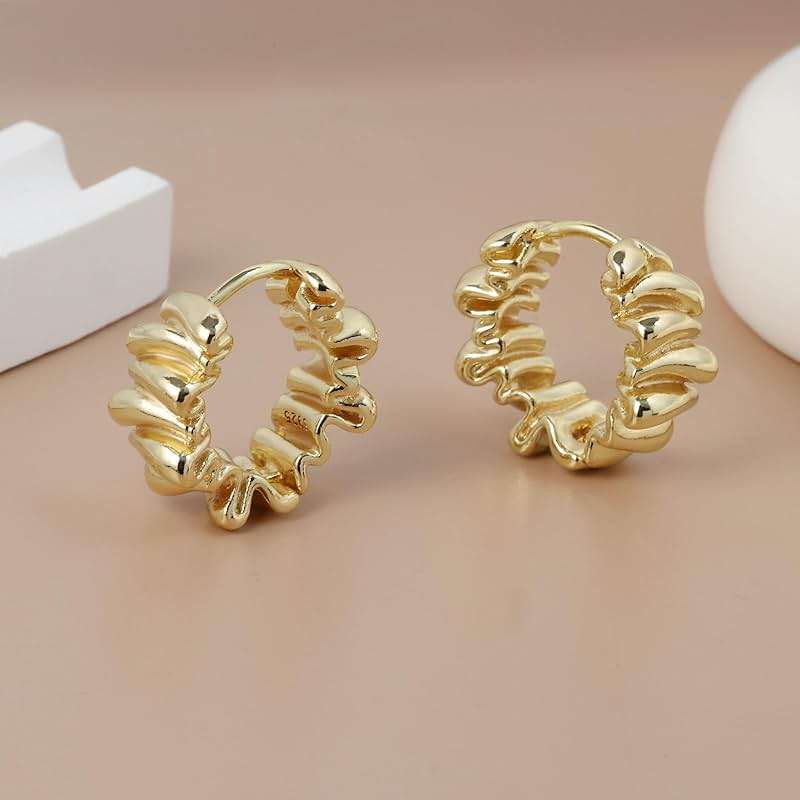 Gold Statement Earrings for Women Trendy, Chunky Gold Earrings Big Shell Wings Textured Dome Earrings Drop Earrings Hypoallergenic Earrings Lightweight Dainty Vintage Jewelry Gift - Image 5