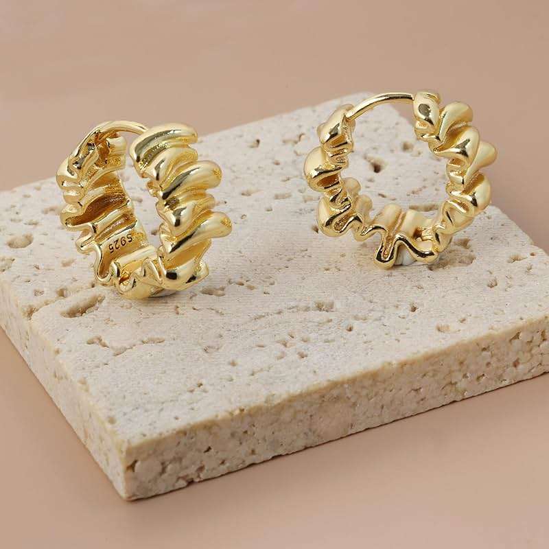 Gold Statement Earrings for Women Trendy, Chunky Gold Earrings Big Shell Wings Textured Dome Earrings Drop Earrings Hypoallergenic Earrings Lightweight Dainty Vintage Jewelry Gift - Image 7
