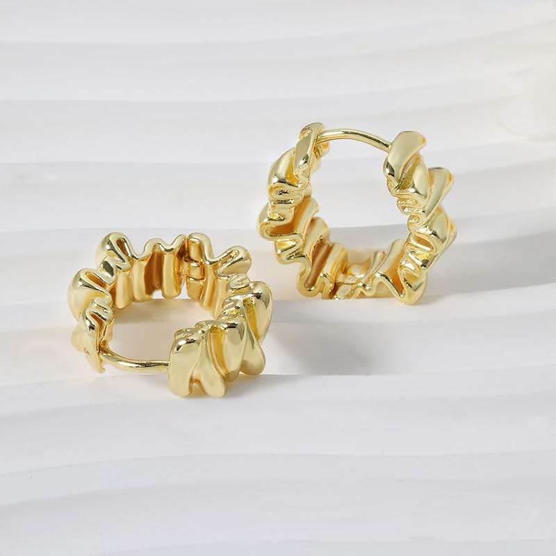Gold Statement Earrings for Women Trendy, Chunky Gold Earrings Big Shell Wings Textured Dome Earrings Drop Earrings Hypoallergenic Earrings Lightweight Dainty Vintage Jewelry Gift - Image 8