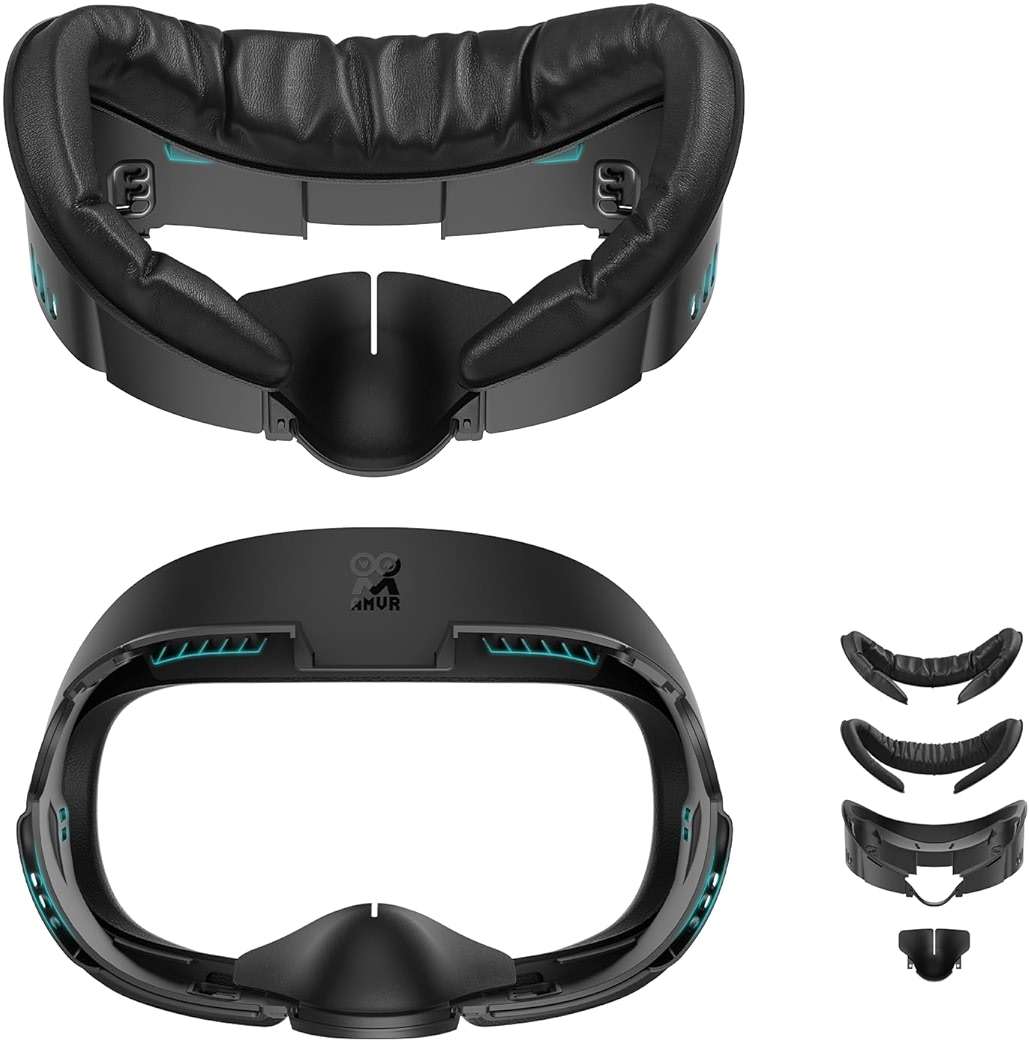 AMVR FC1 Face Pad Facial Interface Compatible with Meta Quest 3 Accessories, with PU Leather and ice Silk face Cover, NOT Compatible with Meta Quest 3S [Video Game] - Image 1