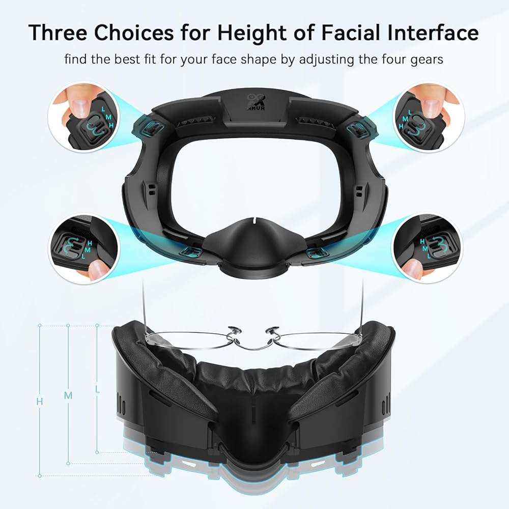 AMVR FC1 Face Pad Facial Interface Compatible with Meta Quest 3 Accessories, with PU Leather and ice Silk face Cover, NOT Compatible with Meta Quest 3S [Video Game] - Image 3
