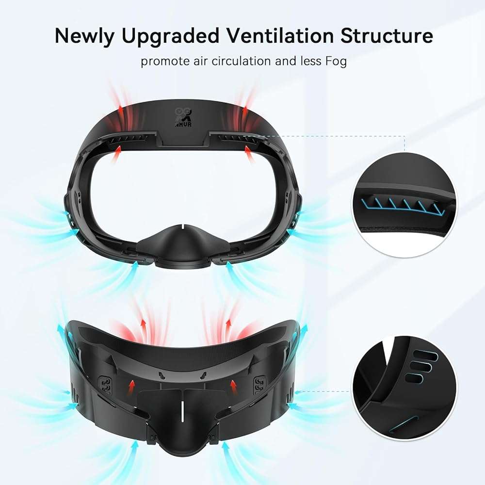 AMVR FC1 Face Pad Facial Interface Compatible with Meta Quest 3 Accessories, with PU Leather and ice Silk face Cover, NOT Compatible with Meta Quest 3S [Video Game] - Image 4