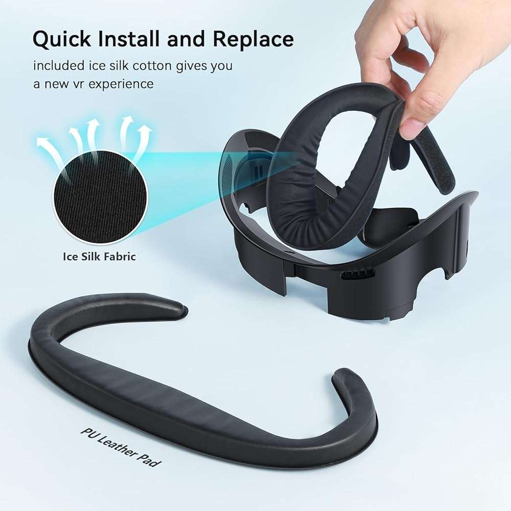 AMVR FC1 Face Pad Facial Interface Compatible with Meta Quest 3 Accessories, with PU Leather and ice Silk face Cover, NOT Compatible with Meta Quest 3S [Video Game] - Image 5