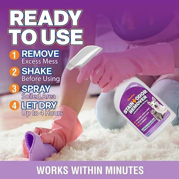 OdorPet Pet Stain Remover and Odor Eliminator - 16 Oz Ready To Use Spray, Non Staining, Professional Strength, Lavender Scent by Alpha Tech Pet - Image 6