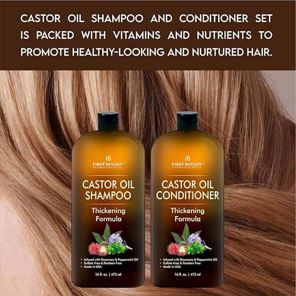 Castor Oil Shampoo and Conditioner - An Anti Hair Loss Set Thickening formula For Hair Regrowth, Anti Thinning Sulfate Free For Men & Women Anti Dandruff Treatment - 16 oz - Image 4